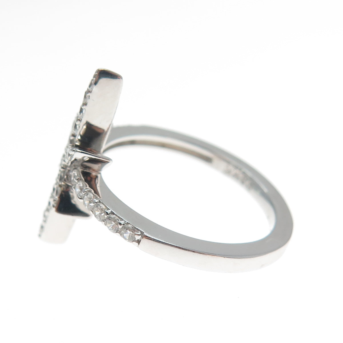 DSMK 925 Sterling Silver Round-Cut C Z Star of Bethlehem Ring Size 7.25