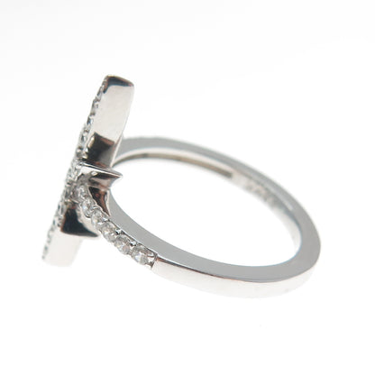 DSMK 925 Sterling Silver Round-Cut C Z Star of Bethlehem Ring Size 7.25