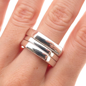 Gucci 925 Sterling Silver Vintage Italy Set of 3 Stackable Rings Size 10