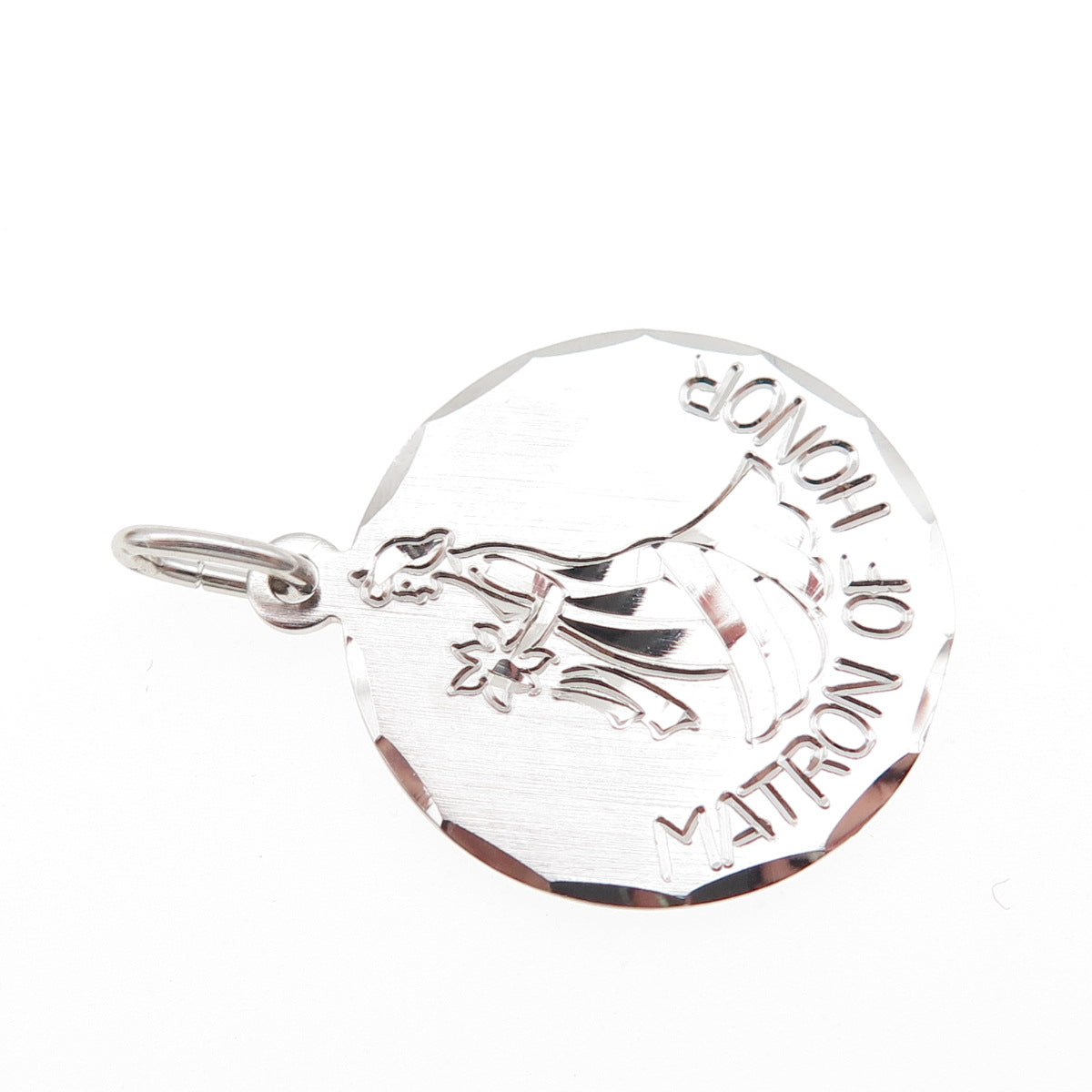 ELCO 925 Sterling Silver Vintage Engraved Matron of Honor Charm Pendant