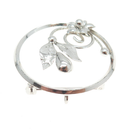 D'OR 925 Sterling Silver Vintage Floral Leaf Pin Brooch / Pendant