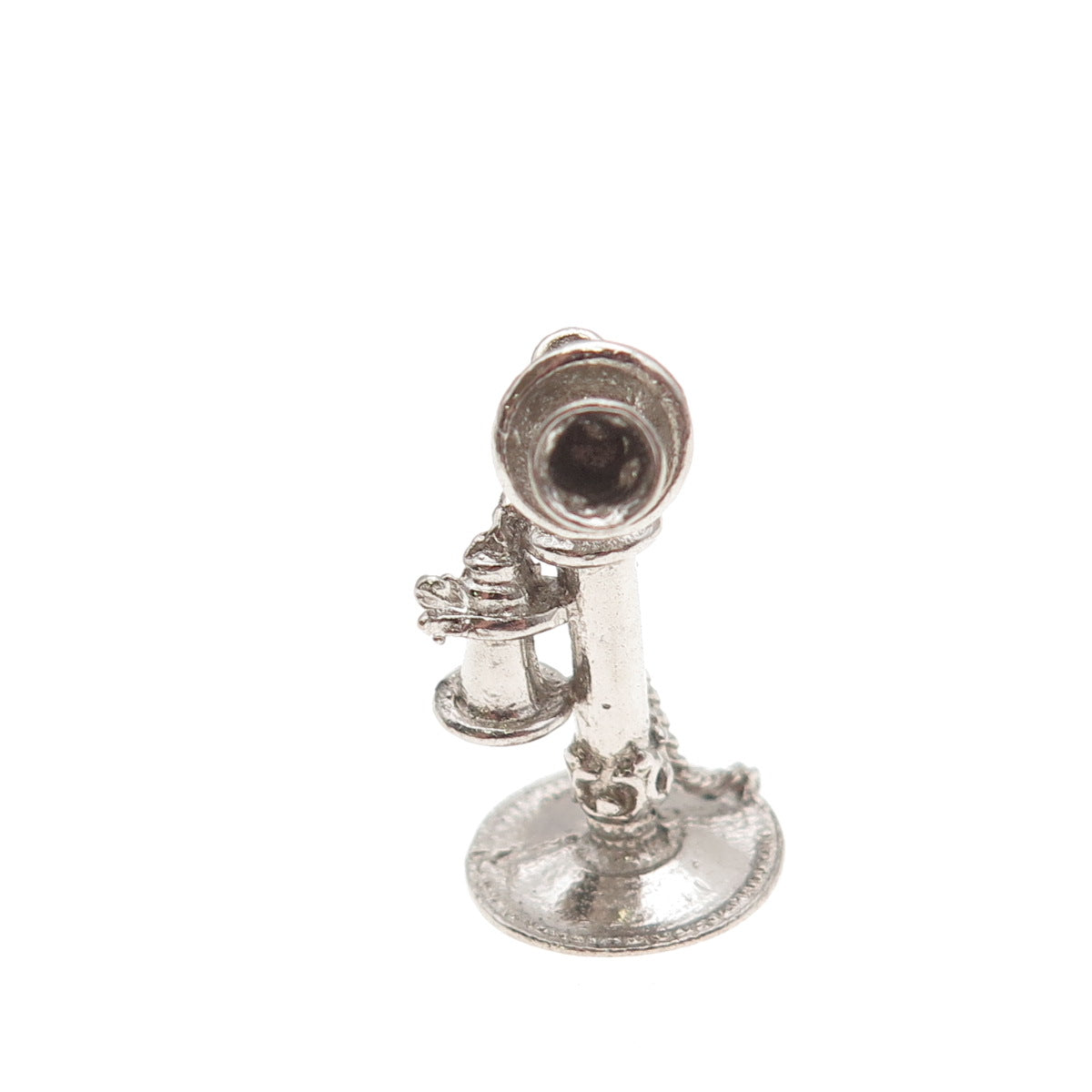 925 Sterling Silver Antique Art Deco Retro Candlestick Phone 3D Charm Pendant