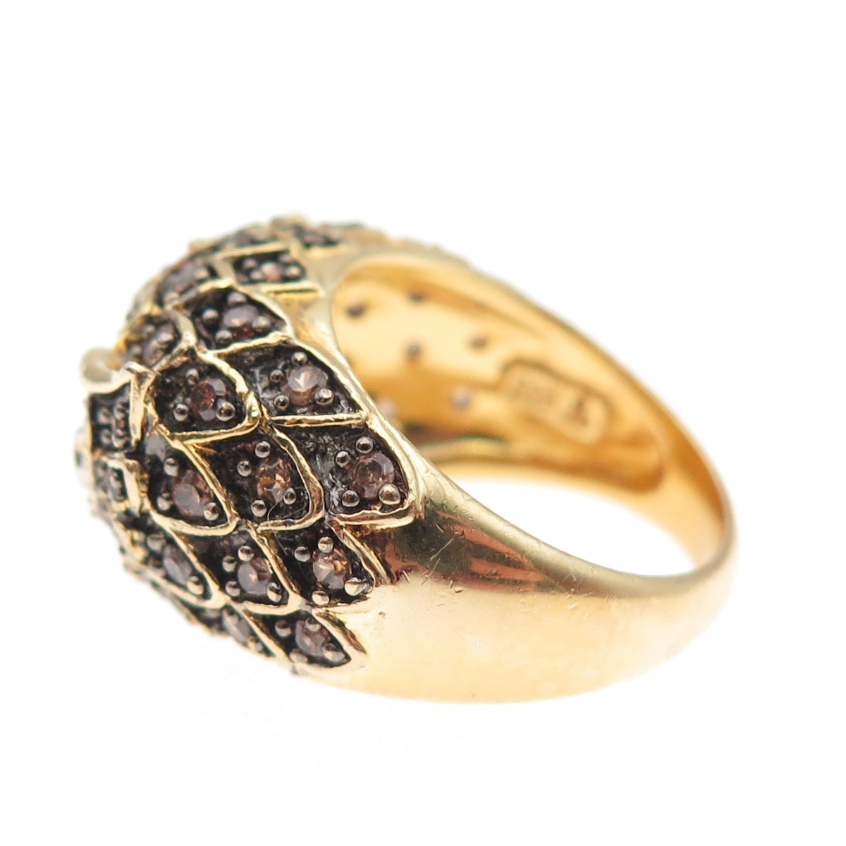 925 Sterling Silver Gold Plated Multi-Color C Z Owl Bird Ring Size 5.25