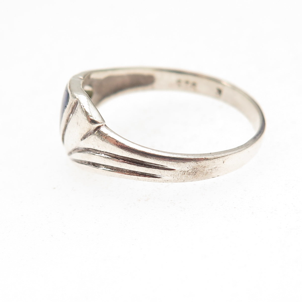 Ken Crafts 925 Sterling Silver Vintage Real Lapis Oxidized Ring Size 8