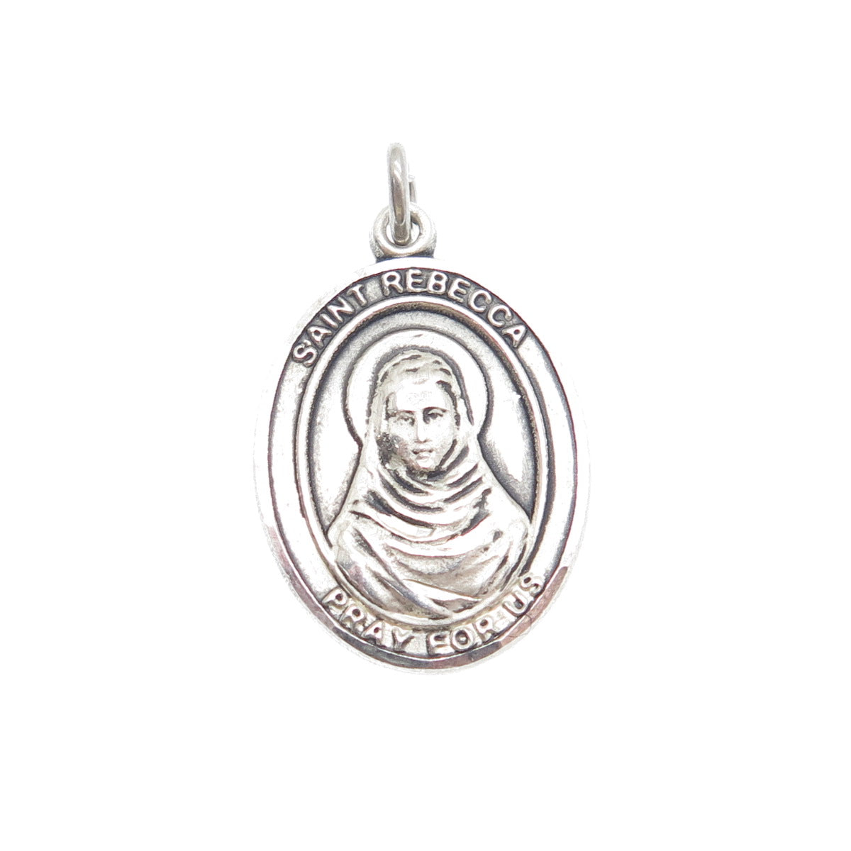 BLISS 925 Sterling Silver Vintage St. Rebecca Religious Oxidized Mini Pendant