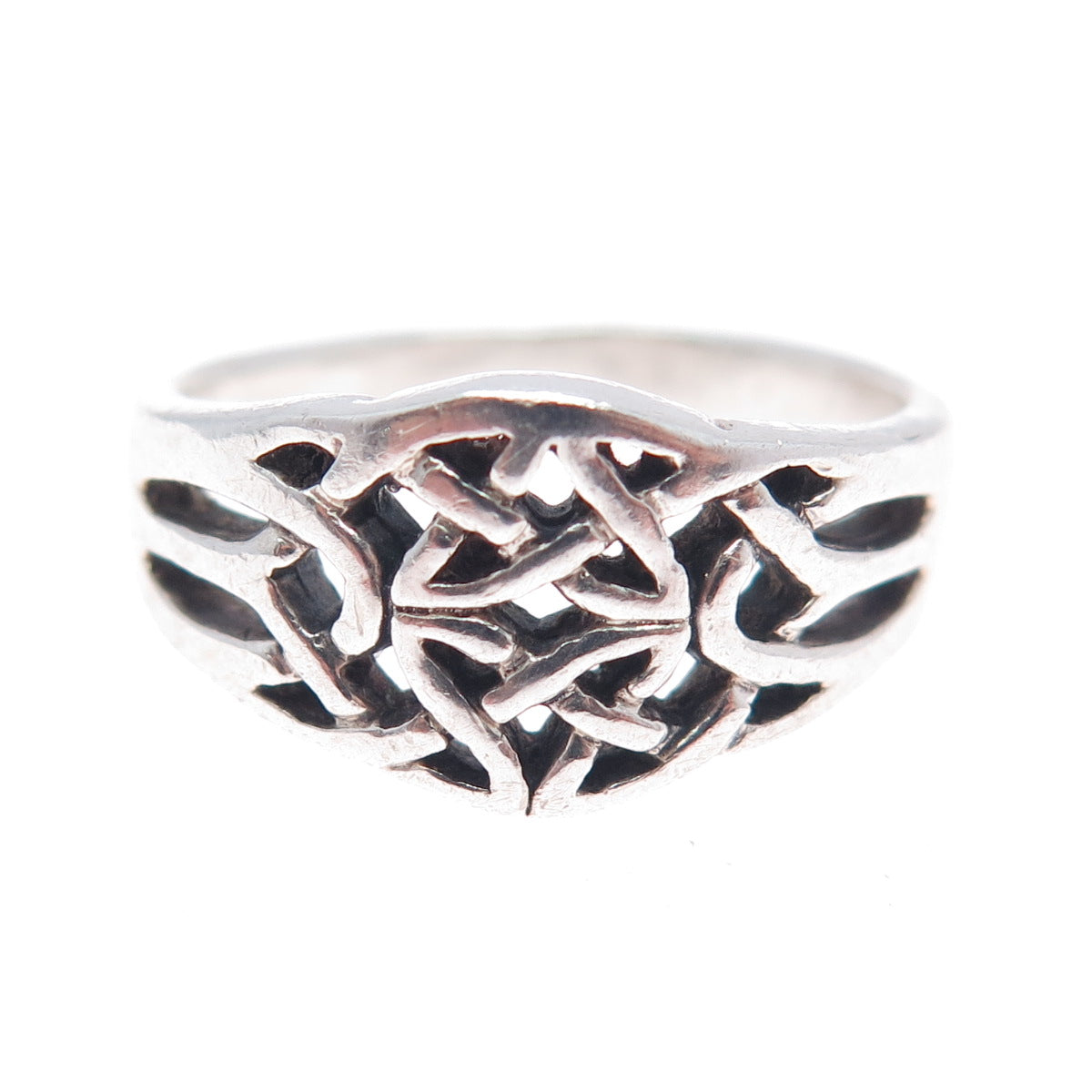 925 Sterling Silver Vintage Celtic Knot Ring Size 7.25