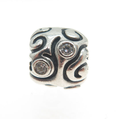 PANDORA 925 Sterling Silver Vintage Round-Cut C Z Daydream Bead Charm