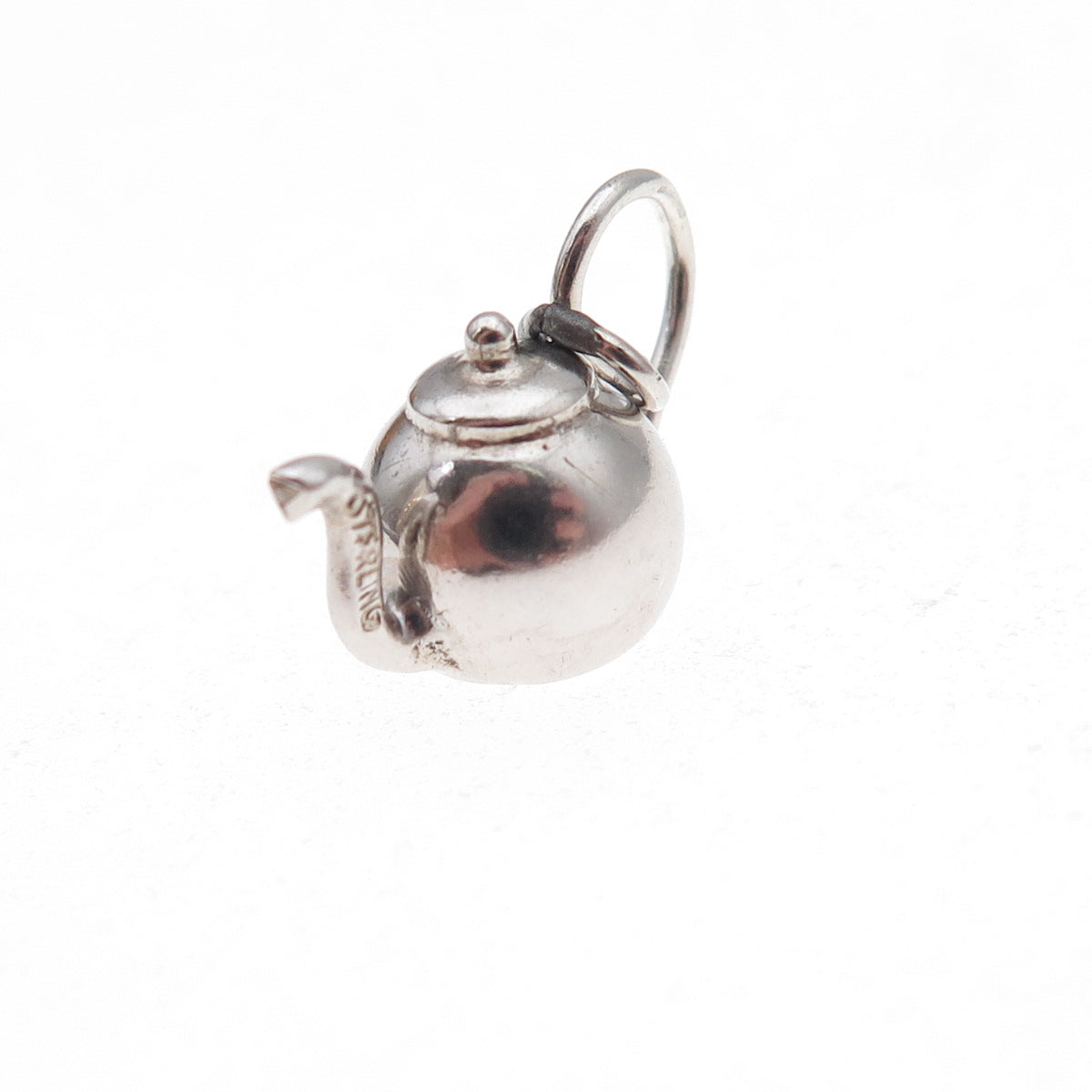 925 Sterling Silver Antique Art Deco Teapot 3D Charm Pendant