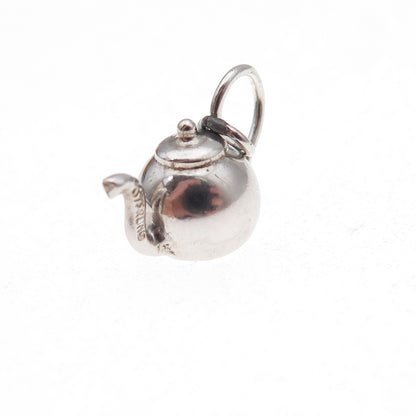 925 Sterling Silver Antique Art Deco Teapot 3D Charm Pendant