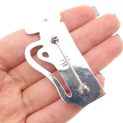 925 Sterling Silver 2-Tone Vintage Mexico Golf Club Pin Brooch