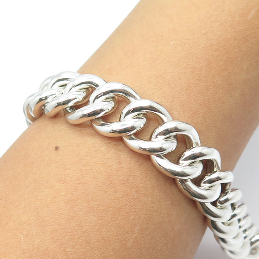 925 Sterling Silver Vintage Cuban Link Solid Chain 89.1g Bracelet 7"