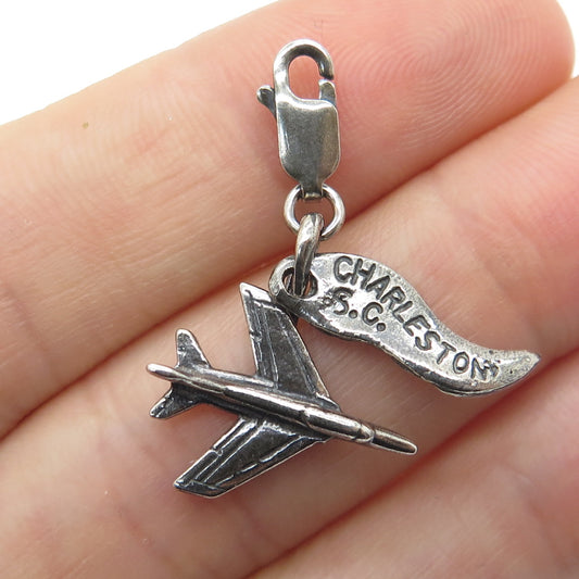 925 Sterling Silver Vintage Charleston Air Force Base Lobster Clasp Pendant