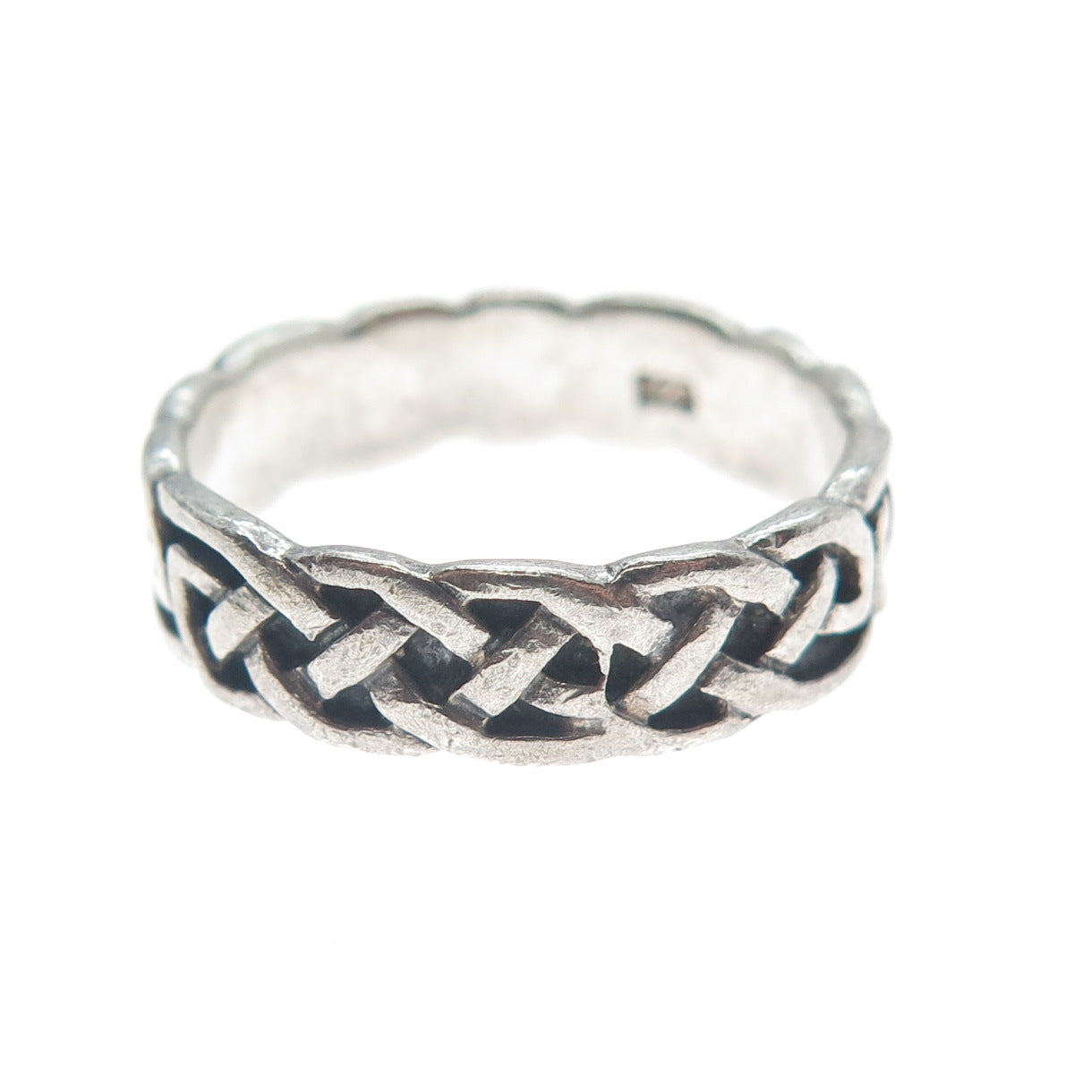 925 Sterling Silver Vintage Celtic Knot Oxidized Band Ring Size 8.5