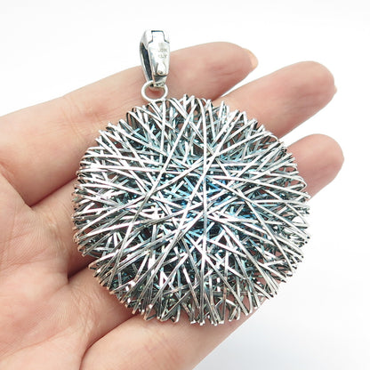 925 Sterling Silver Italy Milor Spiderweb Modernist Pendant