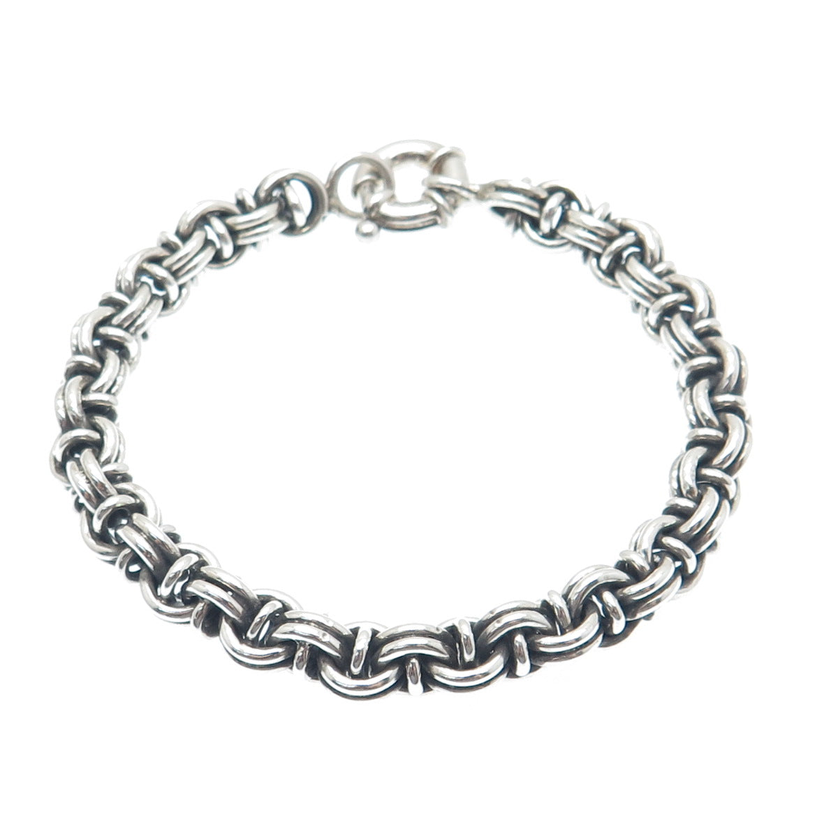 925 Sterling Silver Vintage Bismark Link Oxidized Bracelet 7"