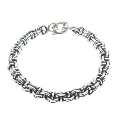 925 Sterling Silver Vintage Bismark Link Oxidized Bracelet 7"