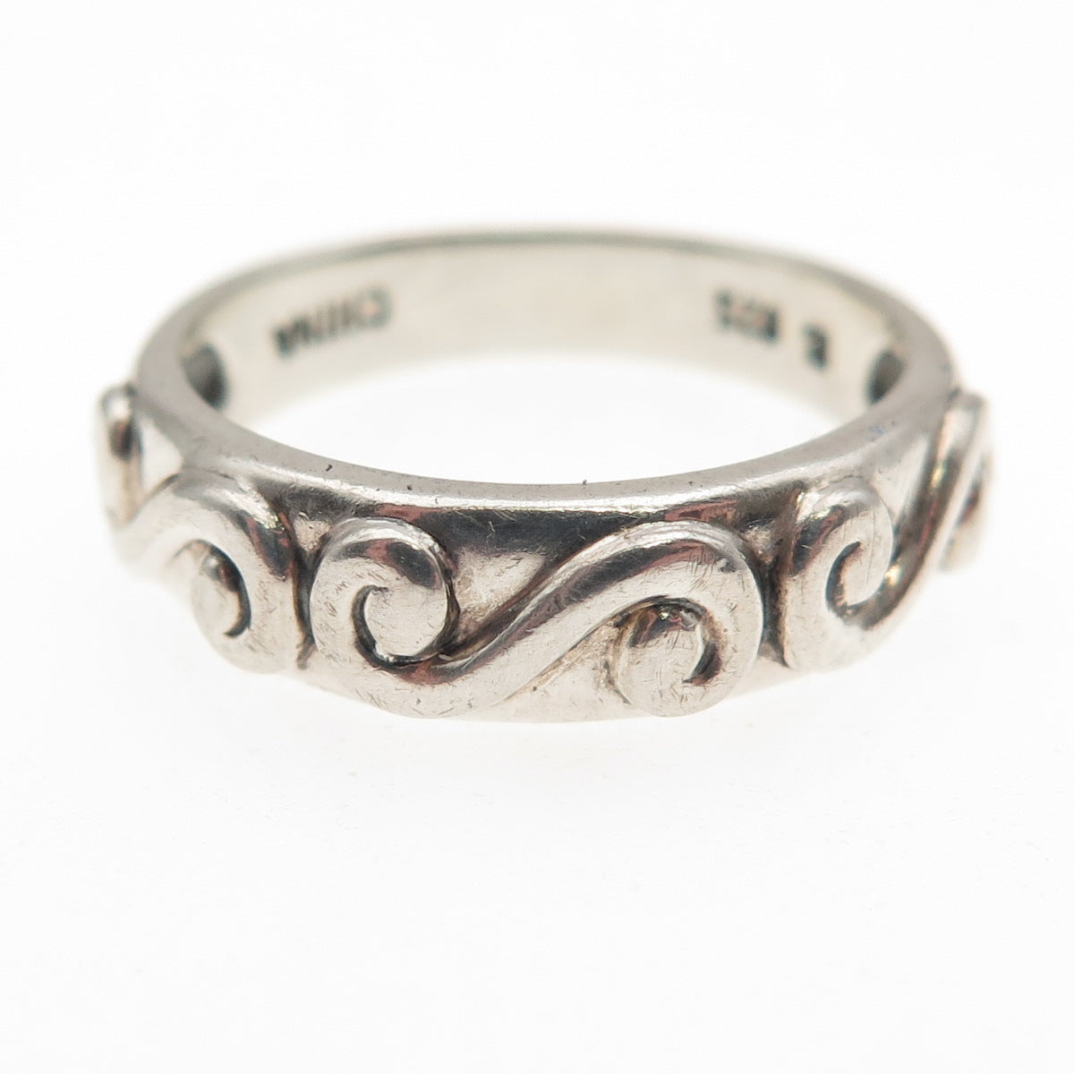 Ross Simons 925 Sterling Silver Vintage Swirl Oxidized Band Ring Size 8