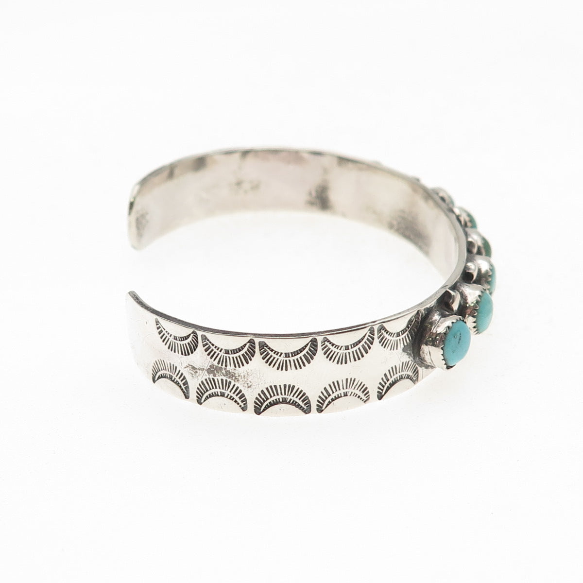 Old Pawn Sterling Silver Vintage Turquoise Snake Eye Adjustable Bracelet 5.75"