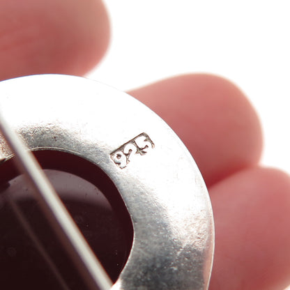 925 Sterling Silver Vintage Real Carnelian Modernist Earrings