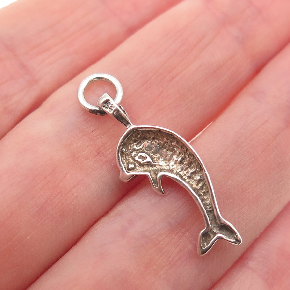 925 Sterling Silver Vintage Friendly Dolphin Mini Charm Pendant