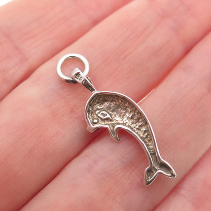 925 Sterling Silver Vintage Friendly Dolphin Mini Charm Pendant