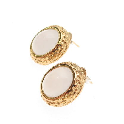 925 Sterling Silver Gold Plated Real Chalcedony Nugget Stud Earrings