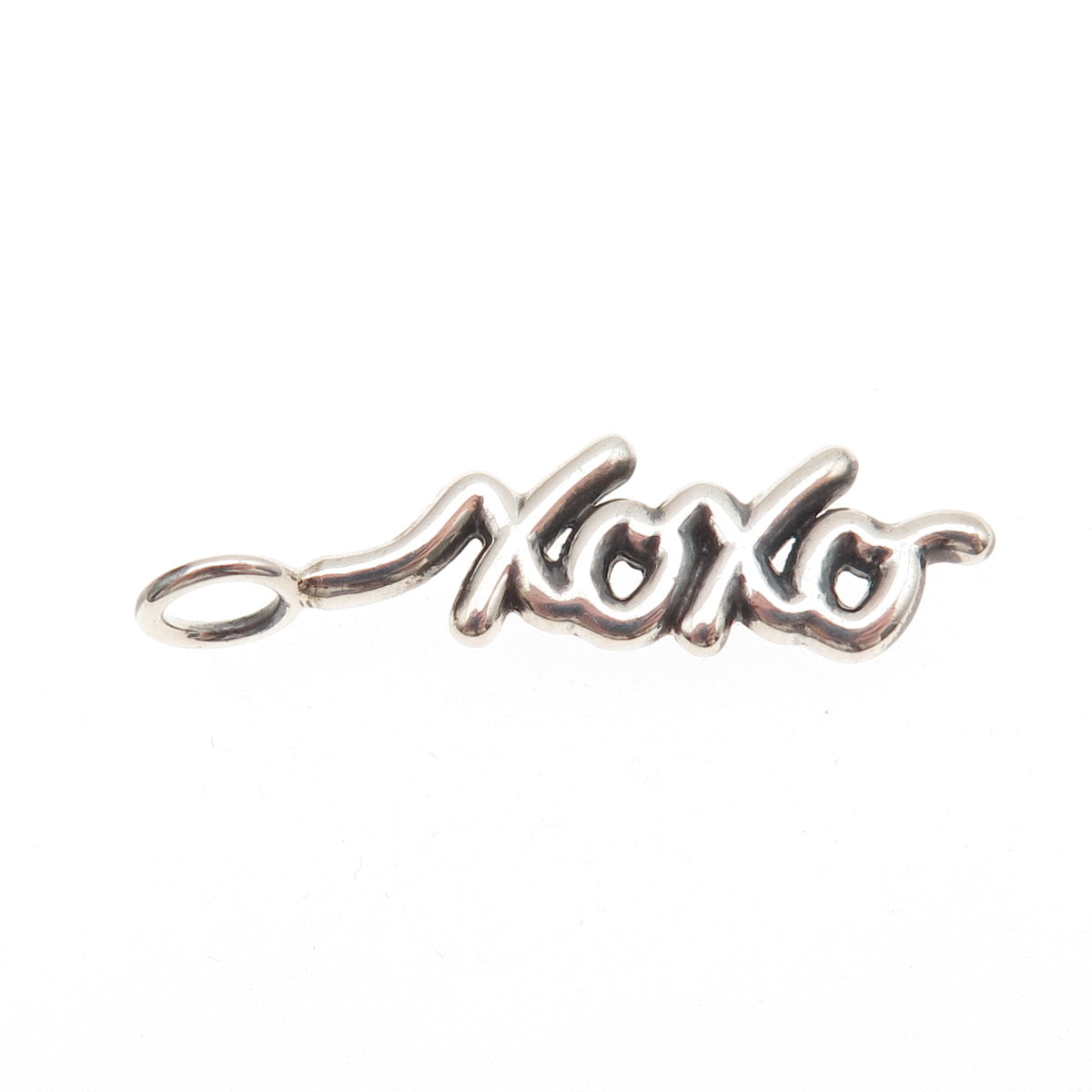 925 Sterling Silver Vintage XOXO Hugs & Kisses Oxidized Charm Pendant