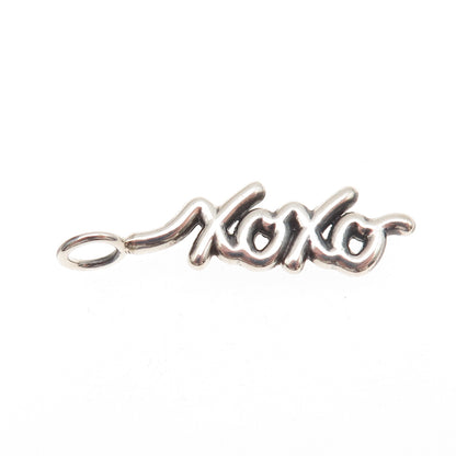 925 Sterling Silver Vintage XOXO Hugs & Kisses Oxidized Charm Pendant