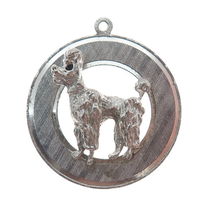 MARK MERCY 925 Sterling Silver Vintage Poodle Dog Round Pendant