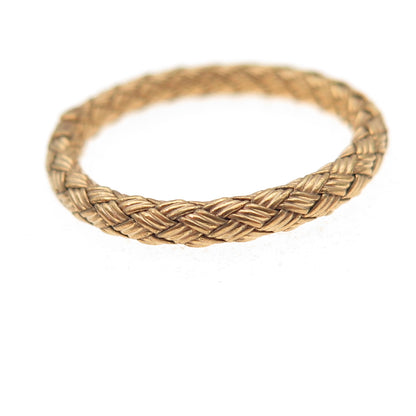925 Sterling Silver Gold Plated Vintage Italy Braided Band Ring Size 7.75