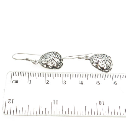 925 Sterling Silver Vintage Ornate Dangling Hook Earrings