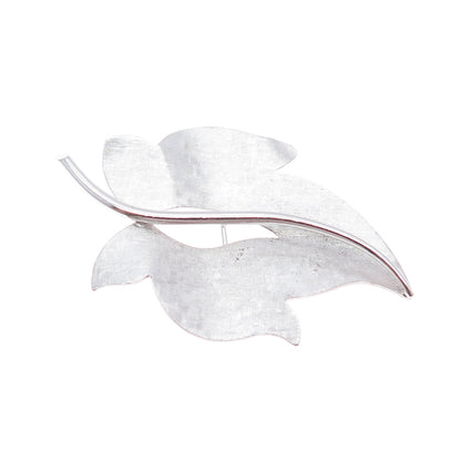 VAN DELL 925 Sterling Silver Vintage Modenrist Floral Leaf Pin Brooch