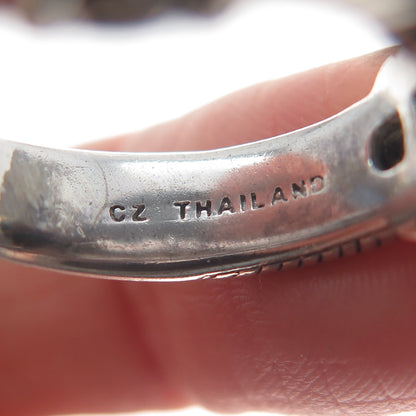 JUDITH RIPKA 925 Sterling Silver Round-Cut C Z Station Oxidized Ring Size 7.25