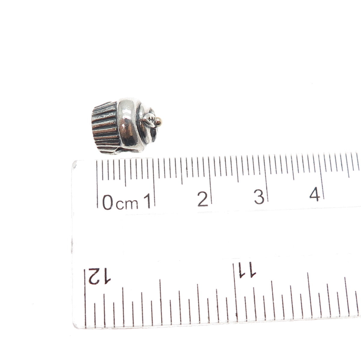 PANDORA 925 Sterling Silver & Gold Sweet Cupcake Slide Bead Charm