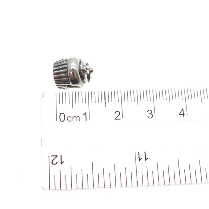 PANDORA 925 Sterling Silver & Gold Sweet Cupcake Slide Bead Charm