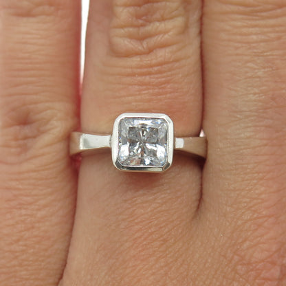 14K Yellow Gold & 925 Sterling Silver Princess-Cut C Z Engagement Ring Size 6