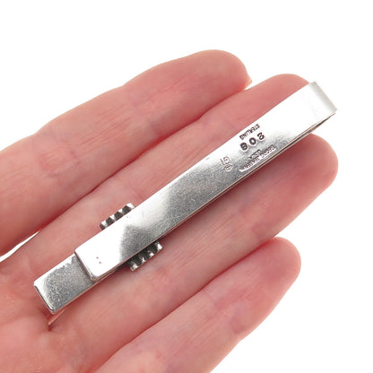 Georg Jensen Sterling Silver Vintage Engraved Modernist Oxidized Tie Clip #208