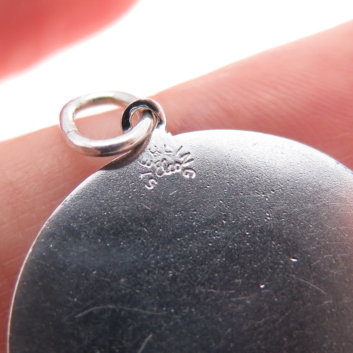 ELCO 925 Sterling Silver Vintage Happy Birthday Round Tag Charm Pendant