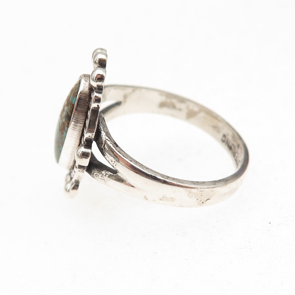Bell Trading Post Old Pawn 925 Sterling Silver Vintage Turquoise Ring Size 8.5
