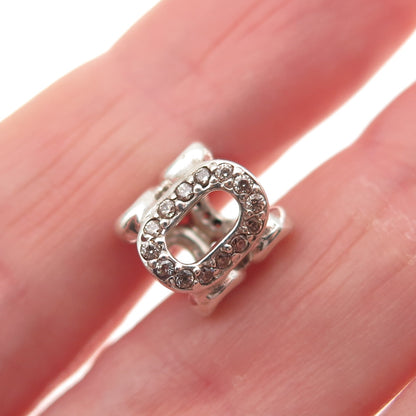 PANDORA 925 Sterling Silver Smoky C Z Circle of Friends Slide Bead Charm