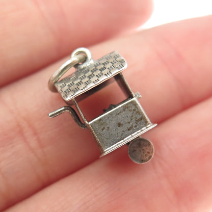 925 Sterling Silver Antique Art Deco Wishing Well Charm Pendant