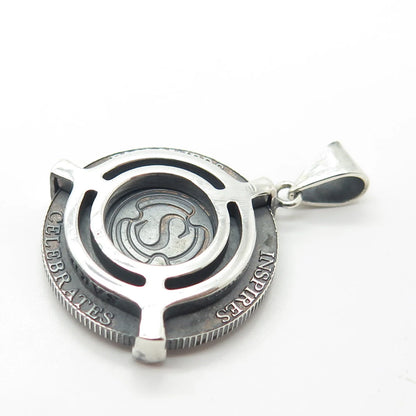 925 Sterling Silver Vintage "Serene Empowers Inspires Celebrated" Oryx Pendant