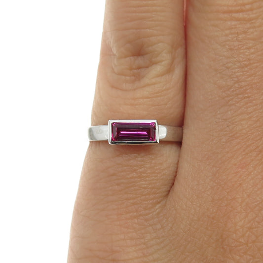 925 Sterling Silver Lab-Created Ruby Ring Size 4.75