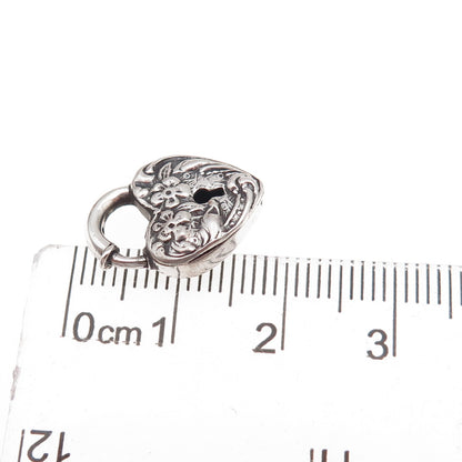 Walter Lampl 925 Sterling Silver Antique Art Deco Heart Lock Charm Pendant