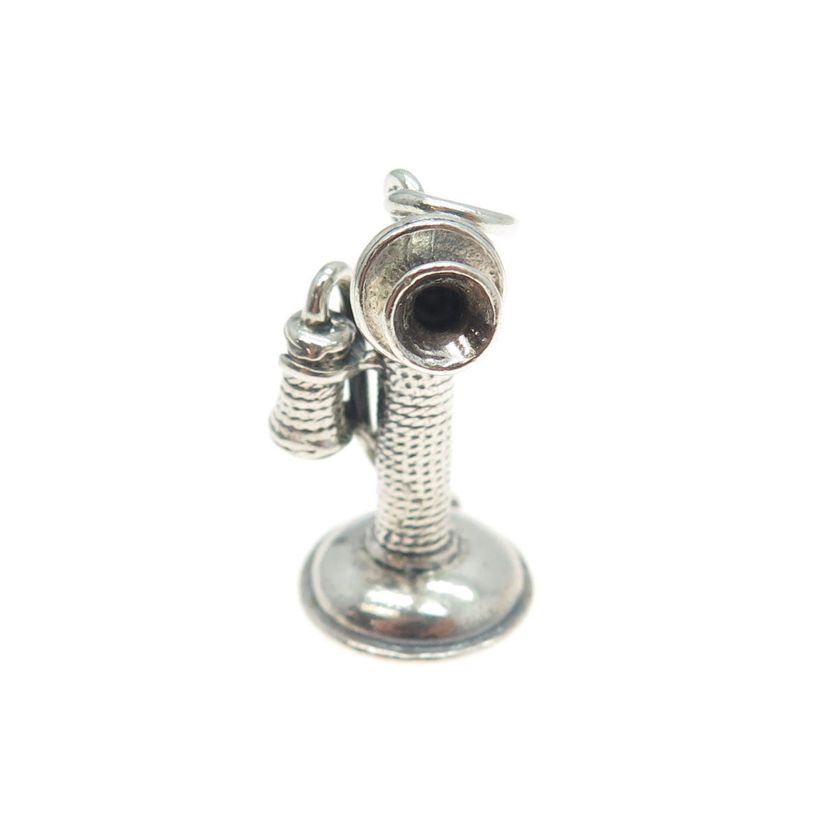 DANECRAFT 925 Sterling Silver Antique Candlestick Retro Telephone Charm Pendant