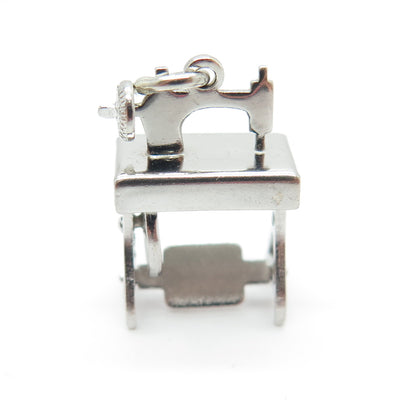 925 Sterling Silver Antique Art Deco Sewing Machine Minimalist Charm Pendant