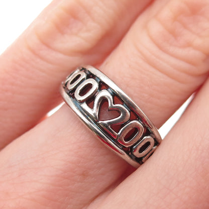 925 Sterling Silver Vintage 2000 Millennium Oxidized Ring Size 6