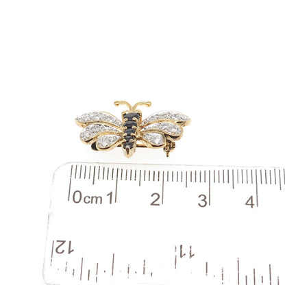 DEE BERKLE 925 Sterling Gold Plated Real Sapphire & C Z Butterfly Pin Brooch