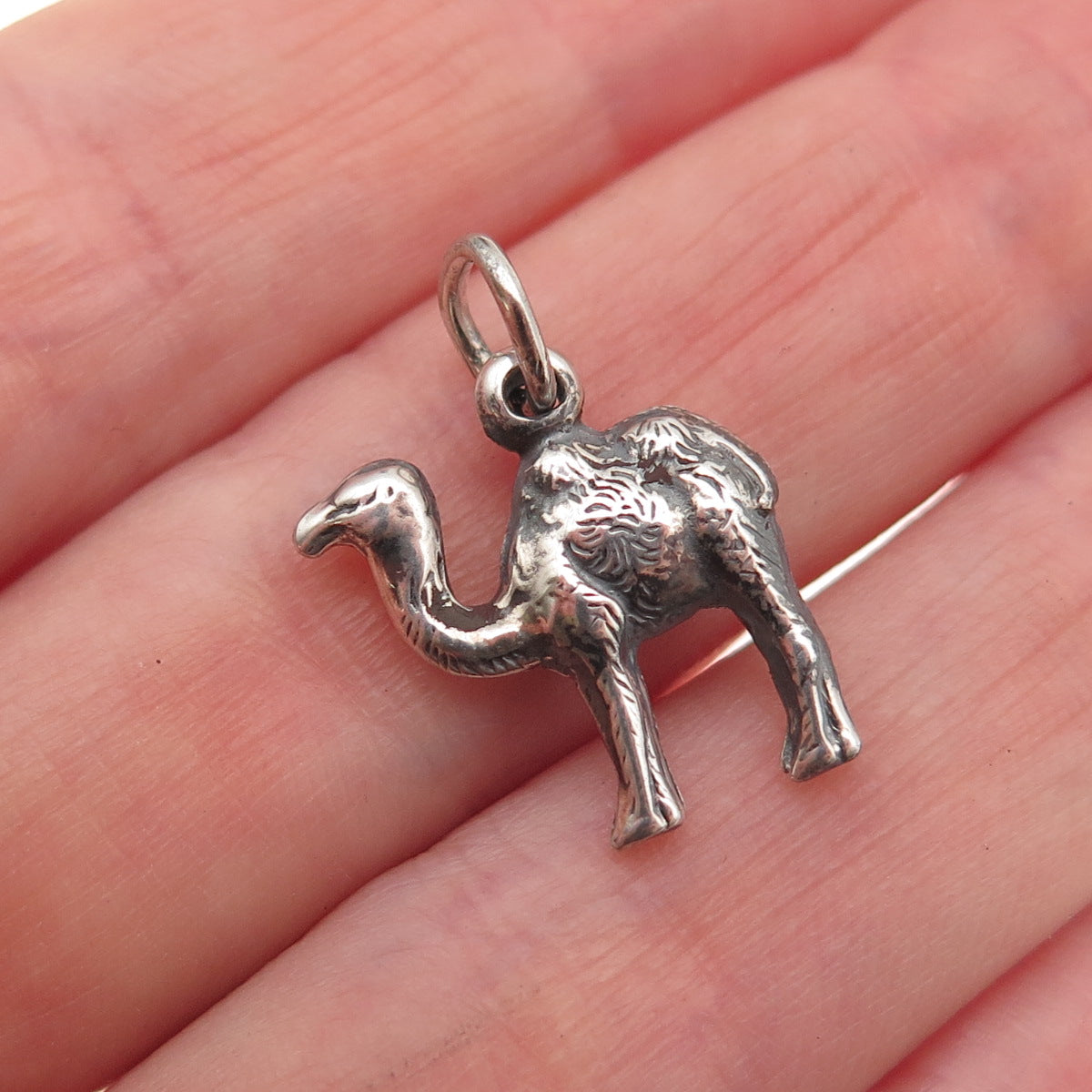 925 Sterling Silver Antique Art Deco Camel Oxidized 3D Charm Pendant