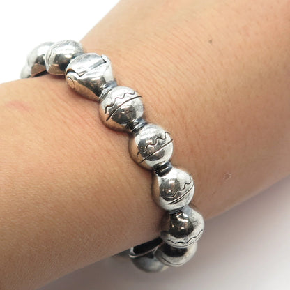 925 Sterling Silver Vintage Water Pattern Bangle Bracelet 6.75"